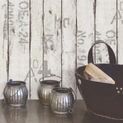 Papier Peint Vinyle Sur Intissé Wood And Letters Naturel