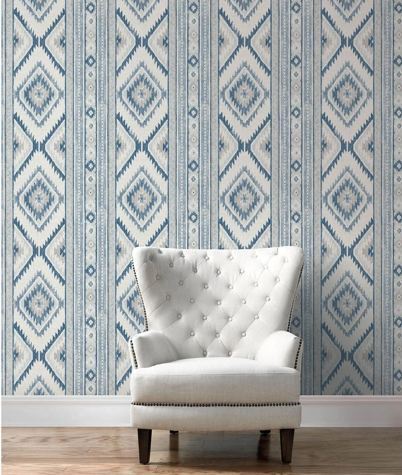 Papier Peint Adhésif Ethnique Bleu 1 Papier Peint Adhésif Ethnique Bleu