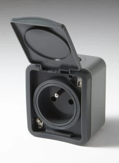 Prise Avec Terre étanche Extrem, LEXMAN, Gris Fusain