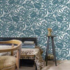 Papier Peint Expansé Sur Intissé Motif Amapa Bleu