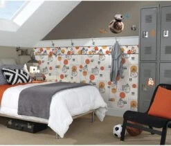 Frise, Papier Star Wars Bb8 Orange, L.15.4 Cm X L.4.57 M, Orange & Gris