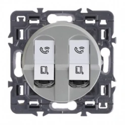 Legrand Céliane – Double Prise RJ45 Simple TV/Tel/Internet – Catégorie 6 – FTP – Ensemble Titane à Composer