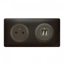 Legrand Céliane – Prise 2P+T + Prise Double USB – Ensemble Carbone Complet