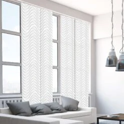 Panneau Japonais Vagues, Blanc/gris, H.250 X L.50 Cm